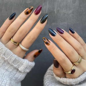 Textured Finishes and Creative Dark Nail Art