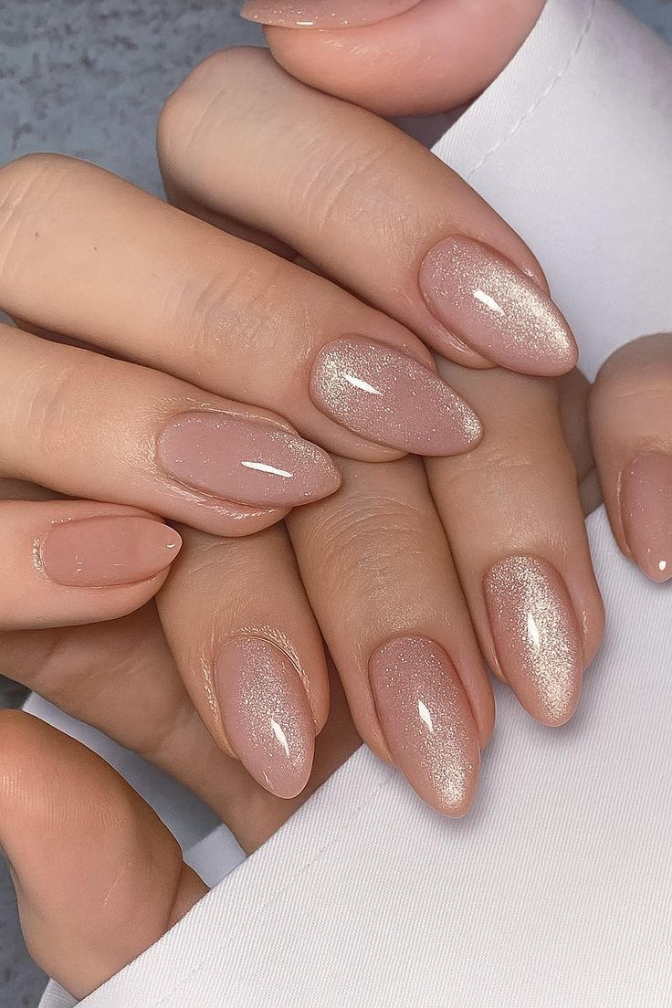 Pastel glossy nails, minimalist style